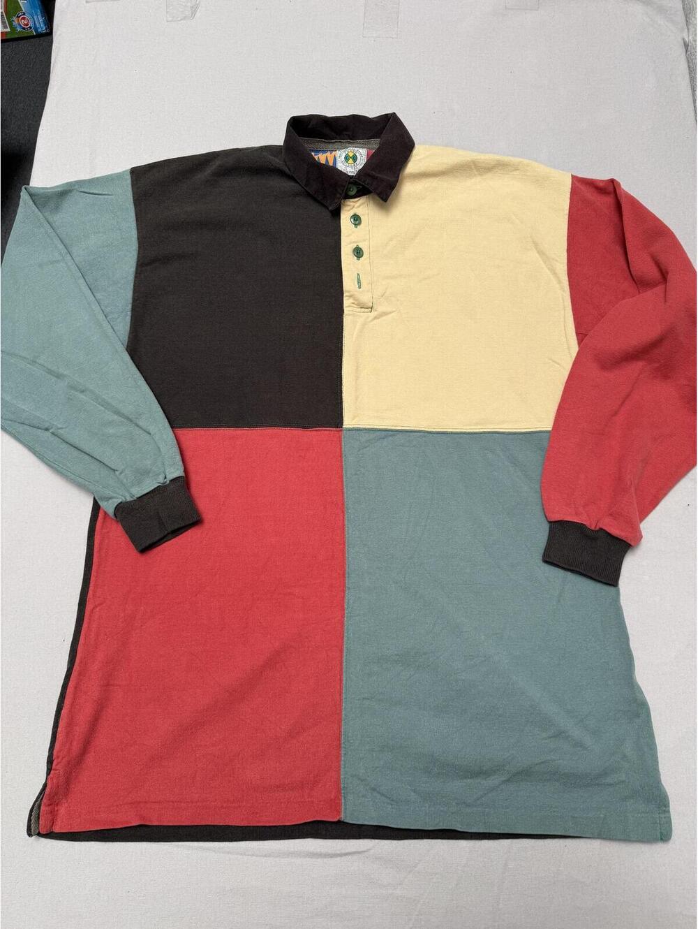Vintage Cross Colours LS Button Up 4 Color Block OS / 2XL